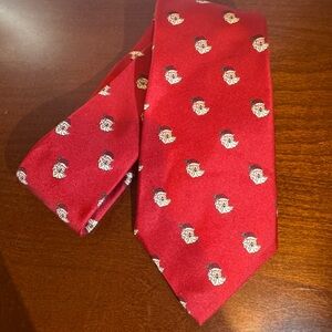 Noel Men’s Silk Tie With Santa Clause Red & White Christmas Holiday 57”